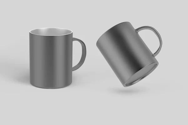 Klassisk Keramisk Minimalistisk Mugg Mockup Isolerad Grå Bakgrund Tomma Kopp — Stockfoto