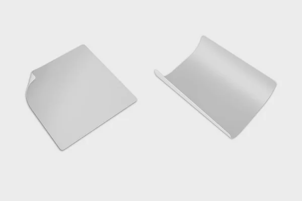 灰色の背景に隔離された空の空白の四角形のステッカーモックアップ 3Dレンダリング — ストック写真