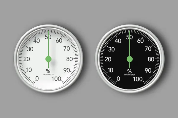Visualización Del Hidrómetro Aislado Sobre Fondo Gris Superficie Reloj Blanco — Foto de Stock