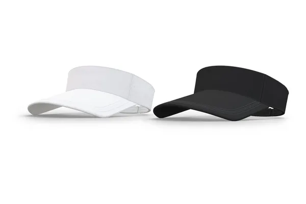 Blank White Black Visor Plain Hat Mockup Isolated White Background — Stock Photo, Image