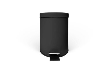 Boş Siyah Metal çöp tenekesi, beyaz arka plan 33d görüntüleme üzerinde izole edildi.