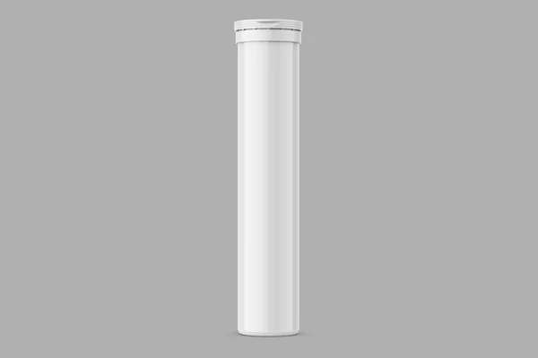 Κενό Λευκό Στρογγυλό Γυαλιστερό Αλουμίνιο Πλαστικό Σωλήνα Καπάκι Για Αναβράζοντα — Φωτογραφία Αρχείου