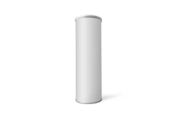 Blank Biały Cylindryczny Opakowanie Chipy Makieta Izolowane Białym Tle White — Zdjęcie stockowe