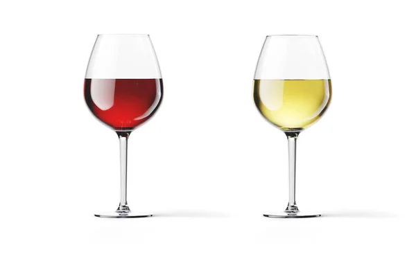 Ποτήρι Λευκού Και Κόκκινου Κρασιού Απομονωμένο Λευκό Φόντο Ποτήρι Κρασιού — Φωτογραφία Αρχείου