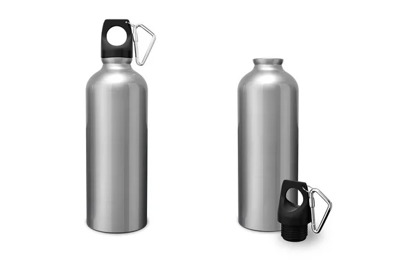 Sports Stainless Bottles Bike Metal Reusable Drink Flask Realistic Mockup — Stock Photo, Image
