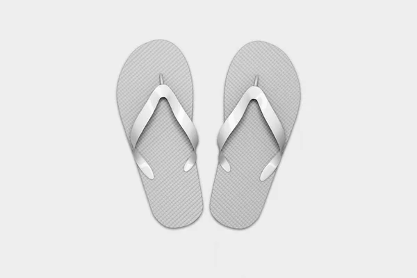 Pair Flip Flops Slipper White Background Top View Beach Accessories — Stock Photo, Image