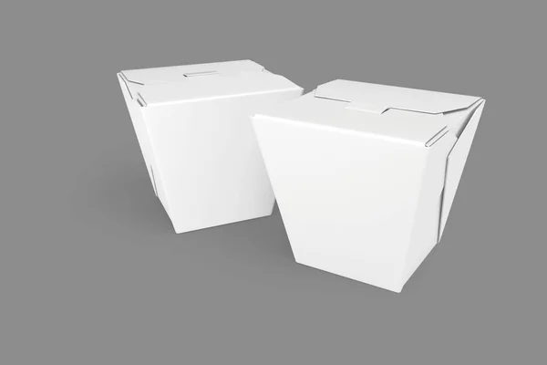 背景上孤立的空白中式食品容器 现实的亚洲人拿走了饭盒 纸盒隔离在白色背景上 品牌包装设计元素 3D渲染 — 图库照片