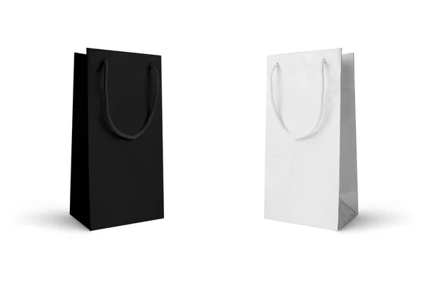Paper Shopping Väskor Samling Isolerad Vit Bakgrund Återgivning Tomma Vita — Stockfoto
