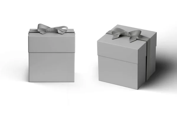 礼品盒模型模板隔离在白色背景上 圣诞和元旦礼品盒 3D渲染 — 图库照片