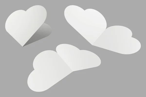 Modelo Mockup Cartão Forma Coração Branco Isolado Fundo Cinza Mockup — Fotografia de Stock