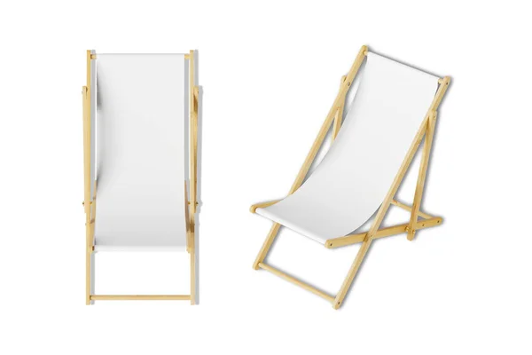 Folding Cadeira Plataforma Madeira Branco Cadeira Praia Simular Fundo Branco — Fotografia de Stock