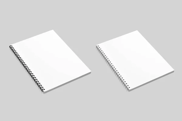 Cuaderno Cuaderno Espiral Realista Blanco Aislado Sobre Fondo Gris Cuaderno — Foto de Stock