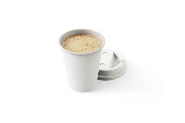 Kaffee Geöffneter Einweg Papiertasse Vorhanden Isoliert Auf Einem Weißen Darstellung — Stockfoto