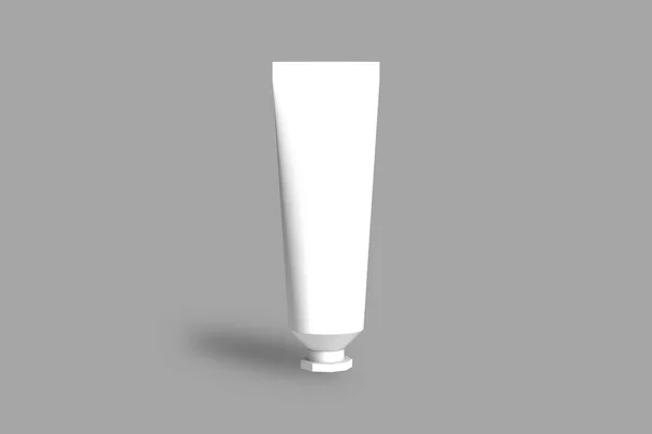 Vazio Branco Creme Cosmético Tubo Médico Mock Isolado Fundo Cinza — Fotografia de Stock