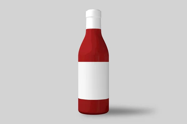 Ketchup Realistisk Flaska Med Tom Etikett Mockup Mall Isolerad Grå — Stockfoto