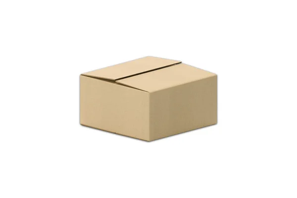 Plantilla Maqueta Caja Cartón Marrón Aislada Sobre Fondo Blanco Embalaje —  Fotos de Stock
