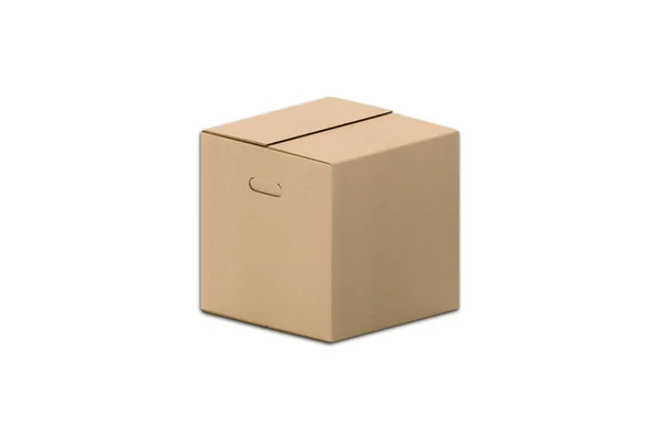 Hnědá Lepenková Krabice Maketa Šablony Izolované Bílém Pozadí Balení Krabice — Stock fotografie