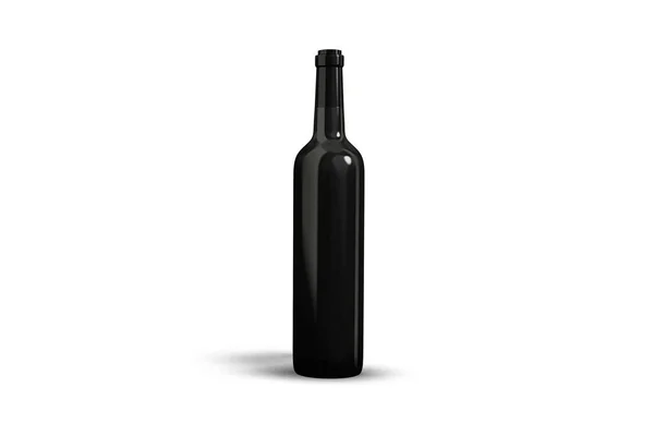 Botella Vino Con Etiqueta Caja Embalaje Maqueta Aislada Sobre Fondo — Foto de Stock
