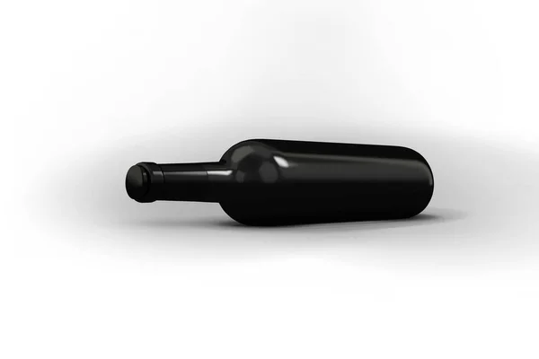 Garrafa Vinho Com Etiqueta Embalagem Caixa Mockup Isolado Fundo Branco — Fotografia de Stock