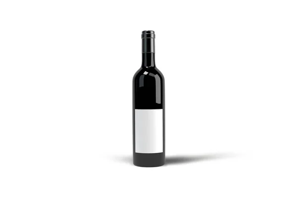 Butelka Wina Etykietą Opakowaniem Kartonowym Odizolowana Białym Tle Renderowanie — Zdjęcie stockowe