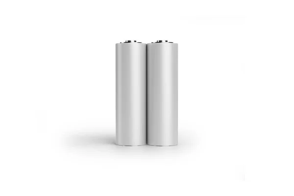 Pilhas Frente Vista Closeup Sobre Fundo Branco Bateria Embalagem Mockup — Fotografia de Stock