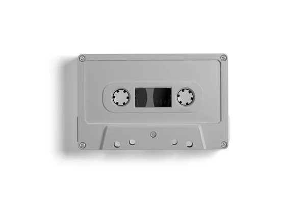Blank Plain Retro Cassette Tape Mockup Isolated White Background Plastic — стоковое фото