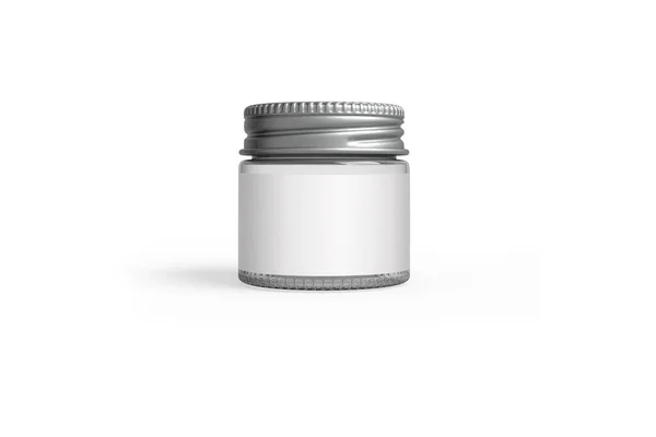 Blank White Plastic Cosmetic Jar Golden Cap Paper Box Mockup — Photo