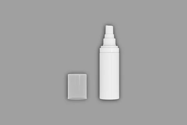 Plain Blank Cosmetic Pump Plastic Foam Container Mockup Isolated Grey — Photo