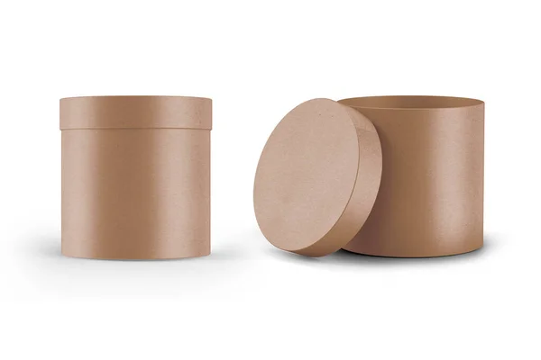 Cardboard Kraft Cylinder Paper Packaging Boxes Tea Coffee Herbs Isolated — ストック写真