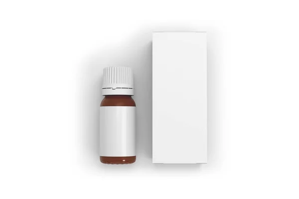 Empty Blank Cosmetic Medicine Bottle Box Packaging Mockup Isolated White — стоковое фото