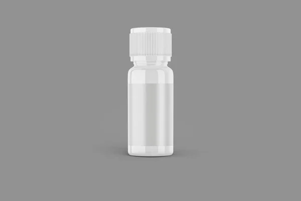 Frasco Plástico Farmácia Realista Branco Liso Branco Isolado Fundo Modelo — Fotografia de Stock