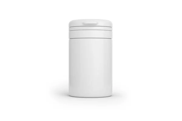 Comprimido Branco Liso Vazio Frasco Suplemento Dietético Vitamina Garrafa Plástica — Fotografia de Stock