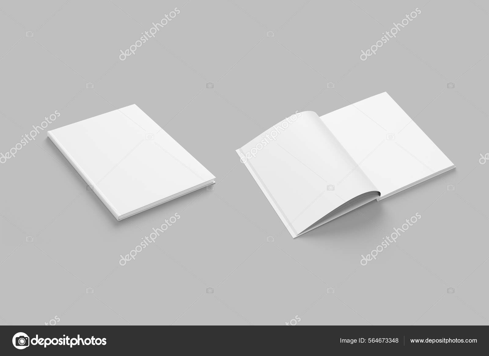 Empty book mockup. Opened 3d realistic booklet or brochure soft