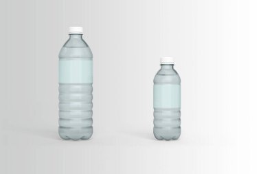 Boş etiketli soda şişesi. Beyaz arka planda izole edilmiş. Maden suyu şişesini aç ve kapat. 3d oluşturma.