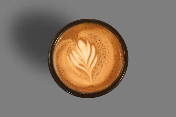 Κάτοψη Του Ζεστού Καφέ Latte Latte Art Ένα Vintage Matt — Φωτογραφία Αρχείου