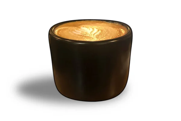 Widok Góry Gorącej Kawy Latte Latte Sztuki Vintage Matt Czarny — Zdjęcie stockowe