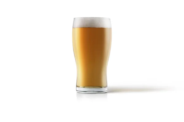 Bottiglia Bicchiere Birra Mockup Isolato Sfondo Bianco Bevanda Fredda Malto — Foto Stock