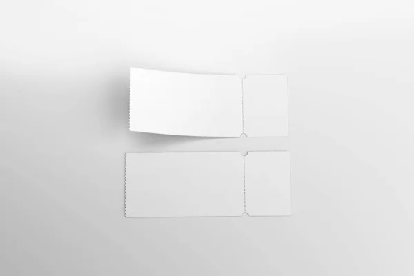 Blank Plain White Event Ticket Mockup Isolado Fundo Branco Renderização — Fotografia de Stock