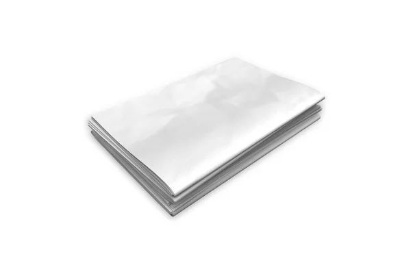 白い背景に隔絶された空の空白の新聞のモックアップ 3Dレンダリング — ストック写真
