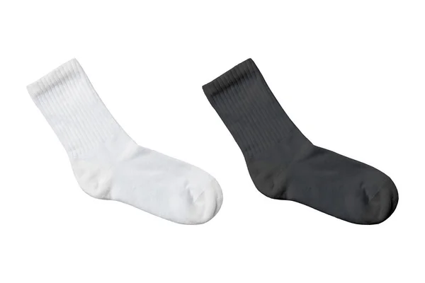 Λευκά Απλό Λευκό Και Μαύρο Χρώμα Ψηλές Κάλτσες Mockup Απομονώνονται — Φωτογραφία Αρχείου