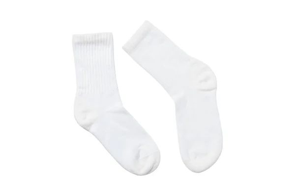 Білі Бавовняні Шкарпетки Макет Дизайну Білому Тлі — стокове фото