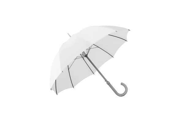 Realistic White Umbrella Mockup Blank Open Fabric Parasol Outdoor Weather — Stock Photo, Image