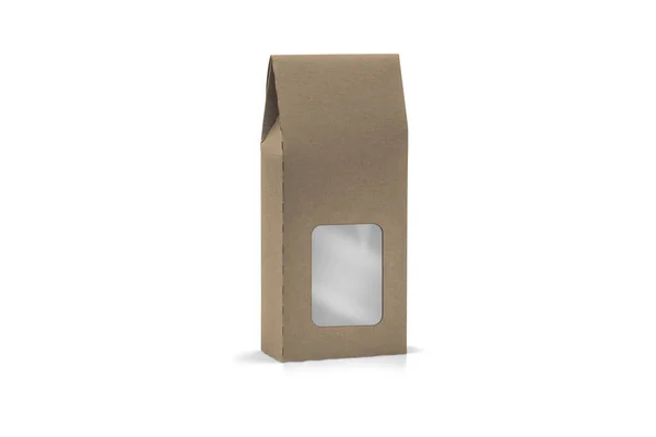 Saco Papel Marrom Artesanato Branco Mockup Embalagem Para Grãos Café — Fotografia de Stock