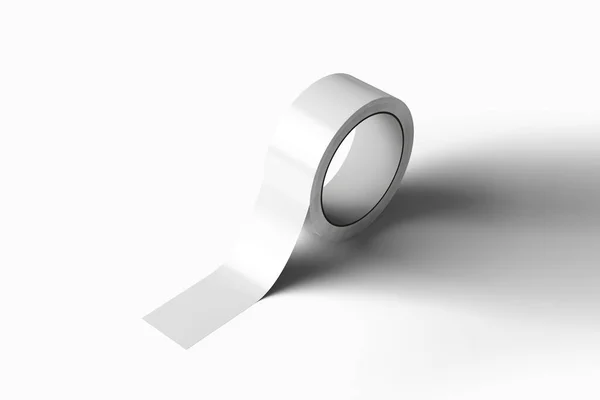 Blanco Silver Duct Tape Model Een Witte Achtergrond Destructie — Stockfoto