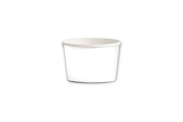 Κενό Άσπρο Δοχείο Χαρτιού Τροφίμων Tub Πλαστικό Κύπελλο Επιδόρπιο Γιαούρτι — Φωτογραφία Αρχείου