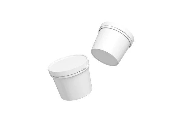 Blank White Tub Food Paper Plastic Container Cup Desert Yogurt — стокове фото