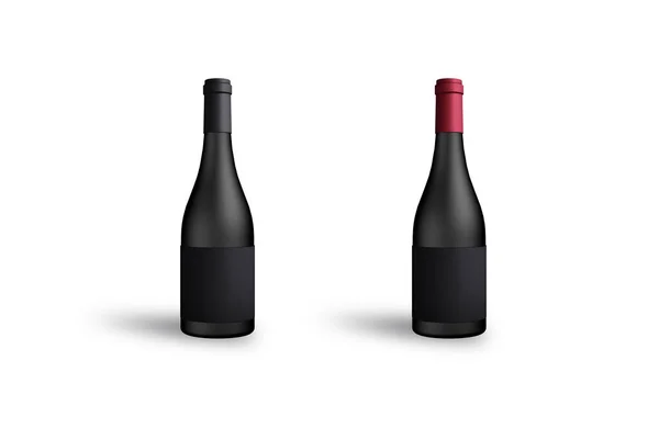 Δύο Κρασί Μαύρο Μπουκάλι Mockup Απομονώνονται Λευκό Φόντο Μαύρο Και — Φωτογραφία Αρχείου