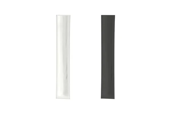 2つの無地の白と黒の箸包装 白地に白地の上に白地の箸置き テンプレートのための明確な台所用品 3Dレンダリング — ストック写真