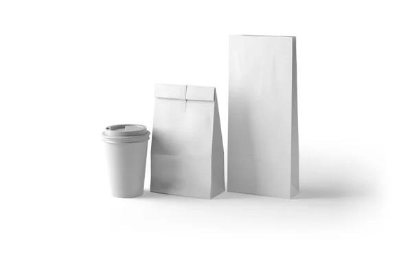 Coffeeshop Branding Mockup Isolated Grey Background Two Cardboard Coffee Cups — Stock Photo, Image