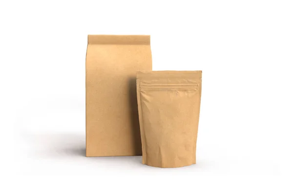 白を基調とした茶色のクラフト紙のバッグ 3Dレンダリング — ストック写真
